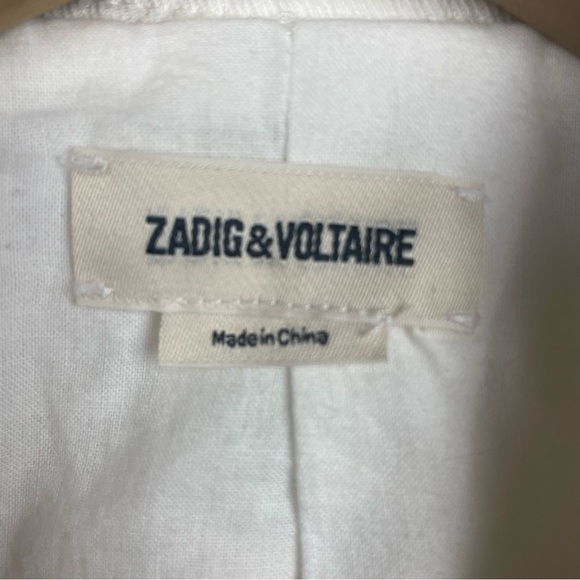 ZADIG & VOLTAIRE White Victor Co Linen Blend Blazer size 38 - Picture 7 of 9